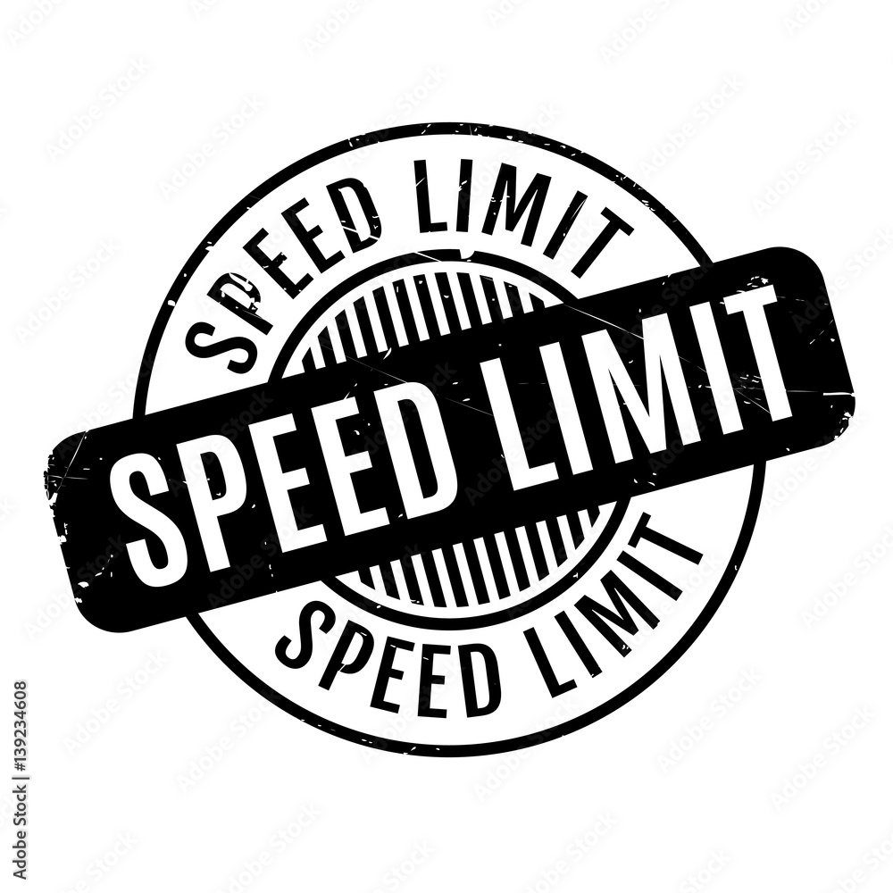 Speed Limit rubber stamp. Grunge design with dust scratches. Effects can be easily removed for a clean, crisp look. Color is easily changed.