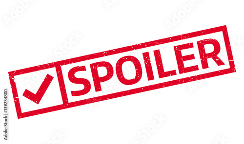 Spoiler rubber stamp. Grunge design with dust scratches. Effects can be easily removed for a clean, crisp look. Color is easily changed.