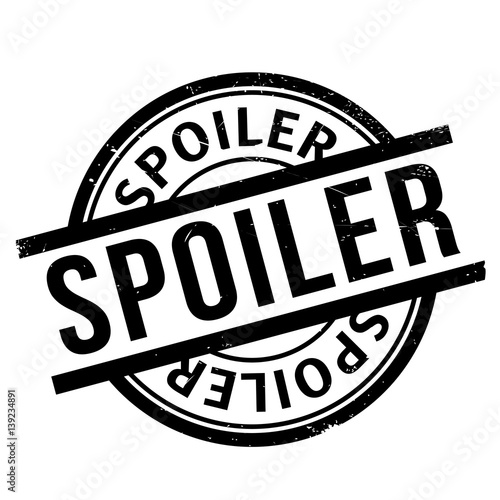Spoiler rubber stamp. Grunge design with dust scratches. Effects can be easily removed for a clean, crisp look. Color is easily changed.