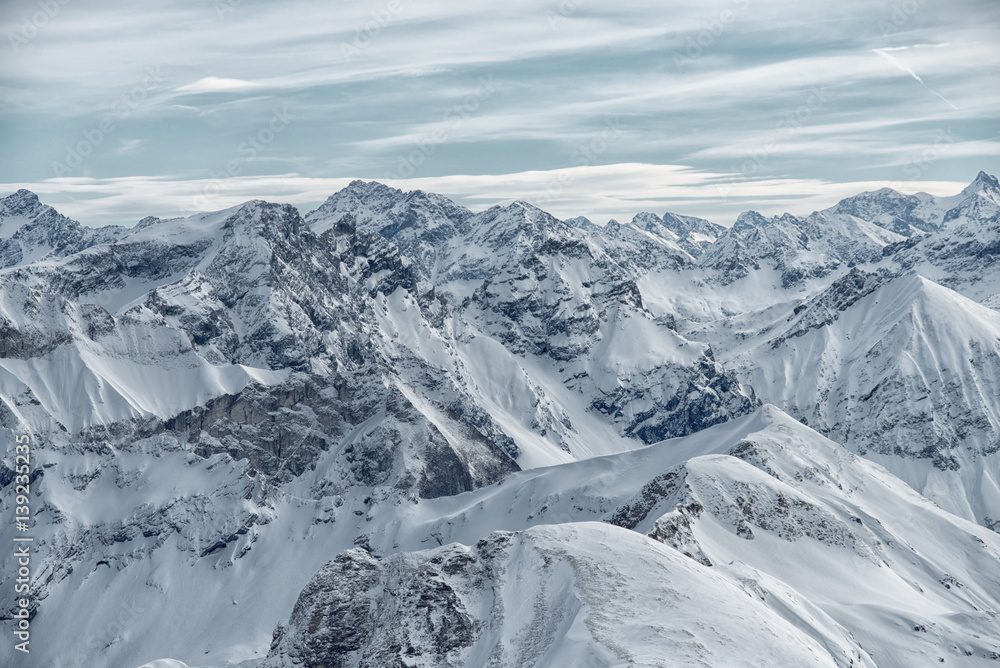 Obraz premium view from the Nebelhorn mountain, Bavarian Alps, Oberstdorf, Germany