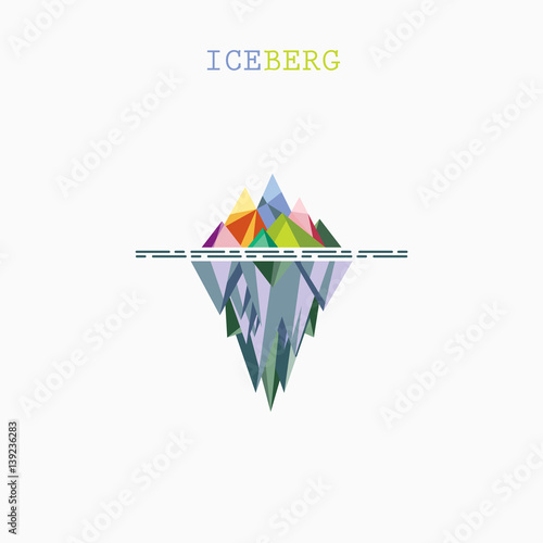 Abstract triangle iceberg vector logo design infographic template.Risk analysis iceberg vector diagram.Design for business, education or technology presentation.