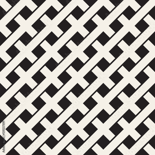 Weave Seamless Pattern. Stylish Repeating Texture. Black and White Geometric Vector Illustration.