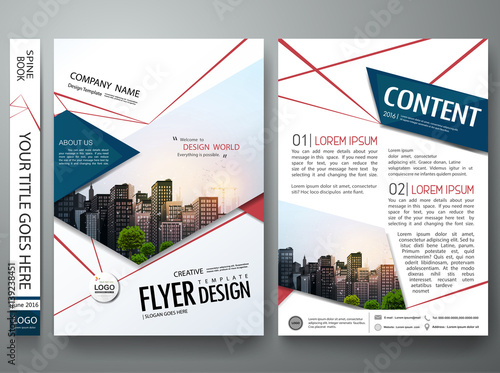 Portfolio design template vector. Minimal brochure report business flyers magazine poster. Abstract red cobweb and green square shape on cover book presentation. City concept in A4 size layout.