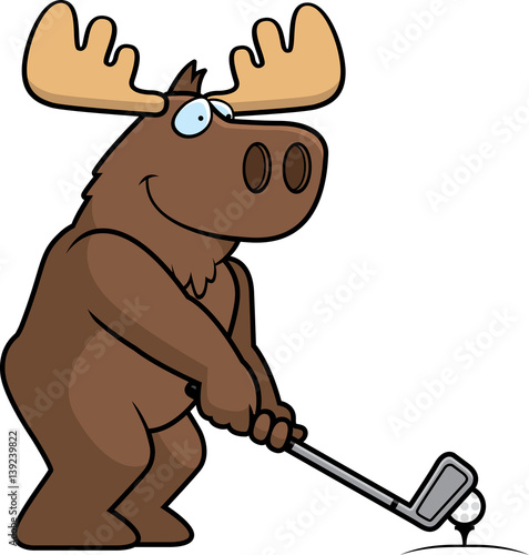 Cartoon Moose Golfing