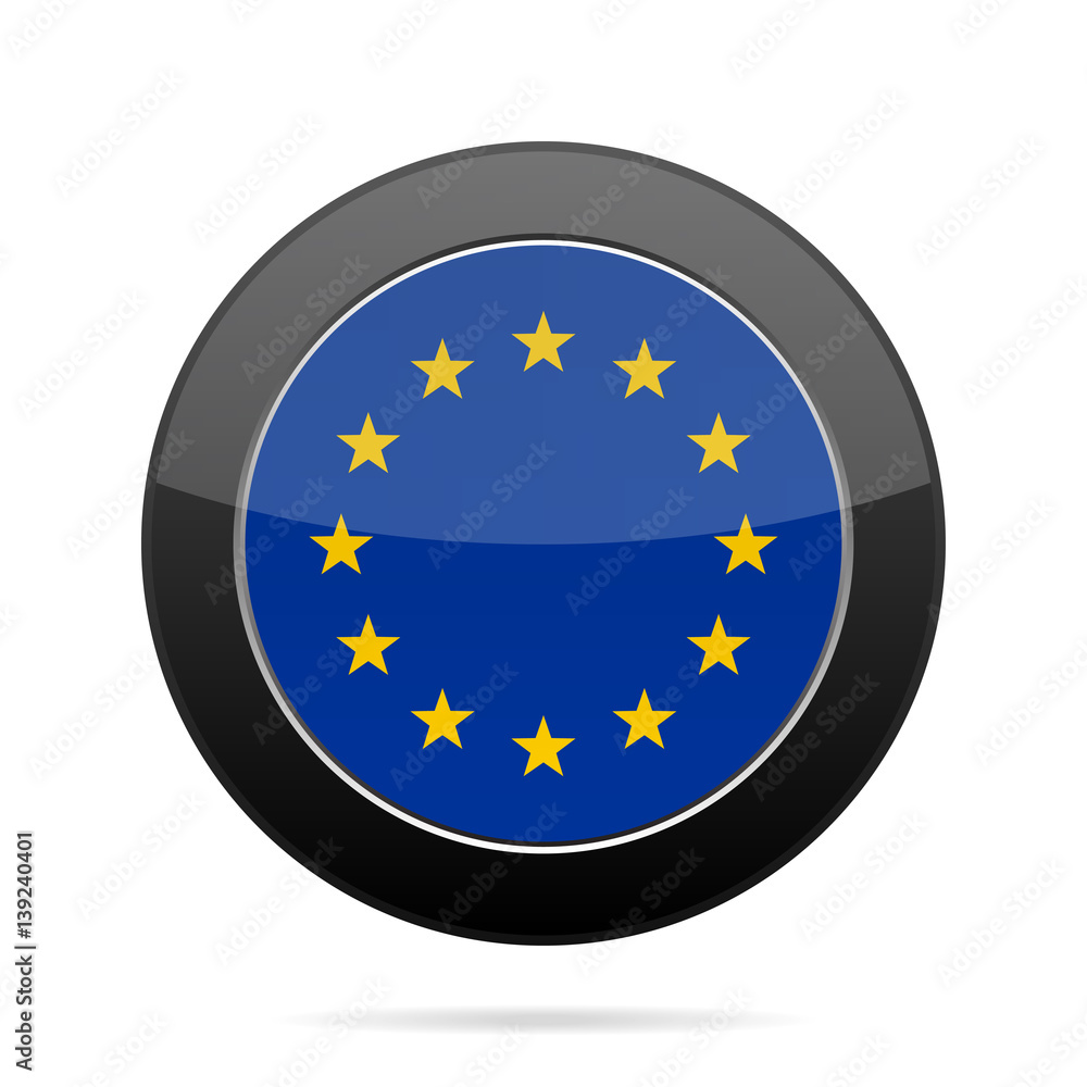 Flag of European Union. Shiny black round button. Flag of European Union. Shiny black round button.