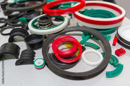 Various rubber products and sealing products at the exhibition stand. Industry photo