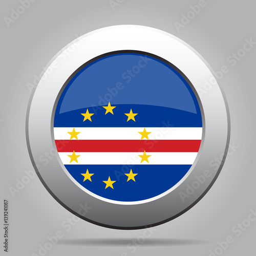 Flag of Cape Verde. Shiny metal gray round button. Free Download Flag of Cape Verde. Shiny metal gray round button. - GFXLoad