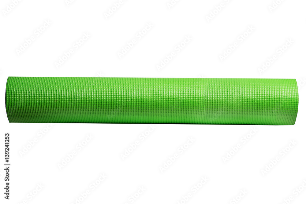 green yoga mat on a white background green yoga mat on a white background