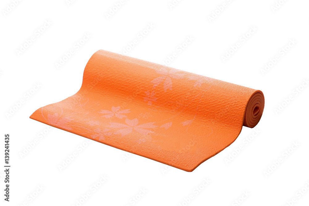 Obraz premium orange yoga mat on a white background
