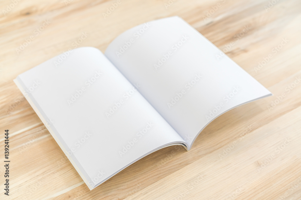 Blank catalog, magazines,book mock up on wood background Blank catalog, magazines,book mock up on wood background