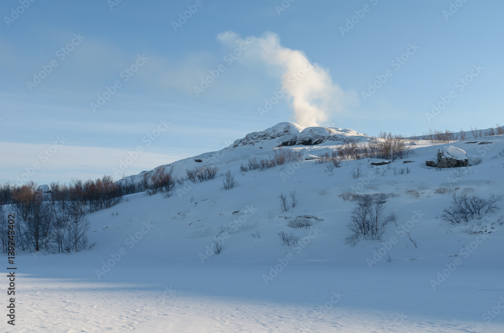 Winter landscape,blue sky,hills. Winter landscape,blue sky,hills.