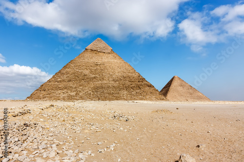 The two large Pyramids at Giza  Cairo