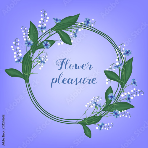 The wreath of lilies of the valley and cornflowers.