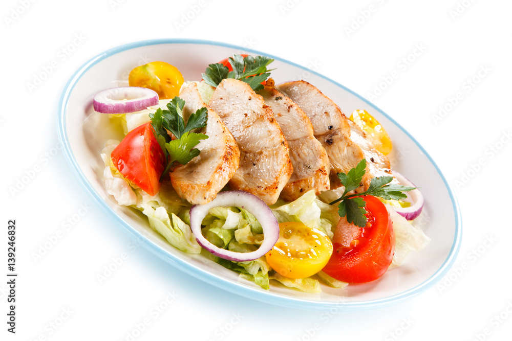 Green salad with grilled chicken fillet Green salad with grilled chicken fillet