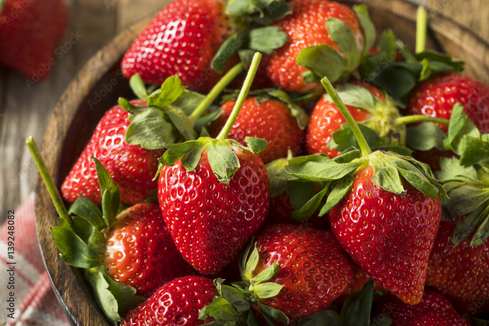 Raw Organic Red Ripe Strawberries