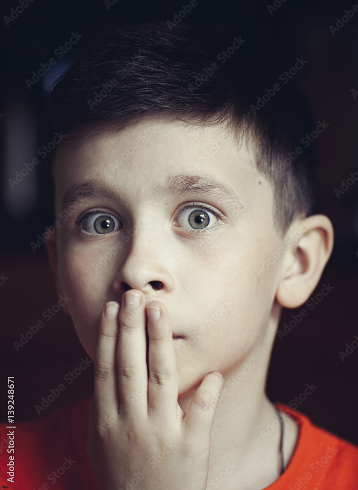 Portrait of a boy and his emotions. Emotions of the child Portrait of a boy and his emotions. Emotions of the child