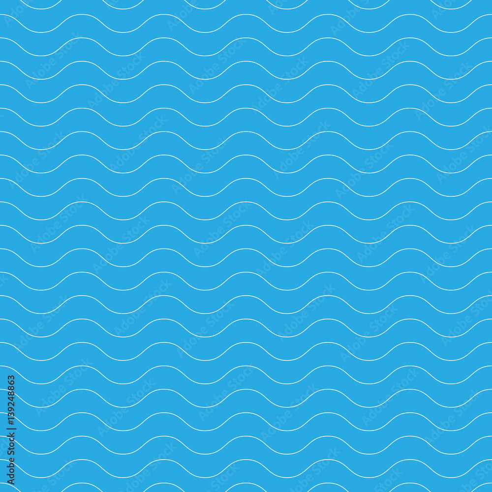 Seamless wavy pattern. White thin lines on blue background. Nautical, naval and water theme. Vector illustration. Seamless wavy pattern. White thin lines on blue background. Nautical, naval and water theme. Vector illustration.