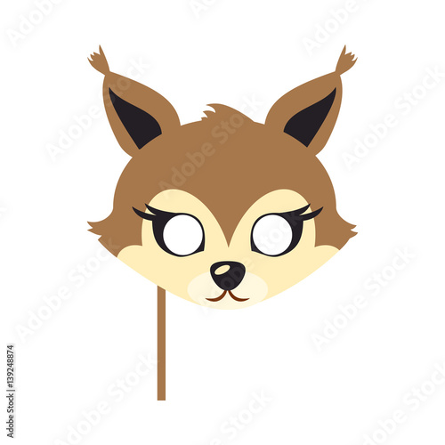 Squirrel Animal Carnival Mask. Brown Fluffy Bun.