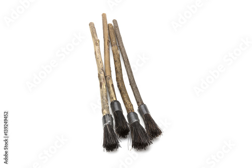 Brushes for Turkish Ebru isolated on a white background photo