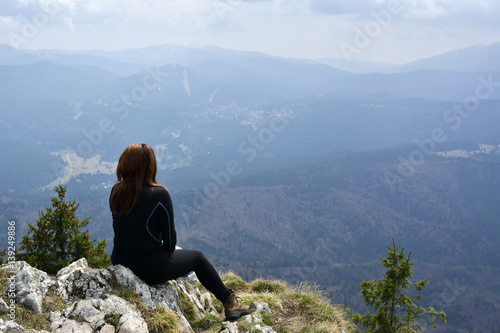 woman enjoy the view at mountain © brszattila