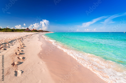 Beach at Caribbean sea in Playa del Carmen, Mexico photo