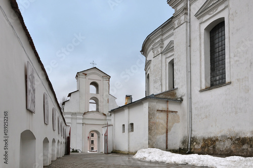 The entrance gates of Catholic church of the Immaculate Conception of the Blessed Virgin Mary. Slonim, Grodno region, Belarus. photo