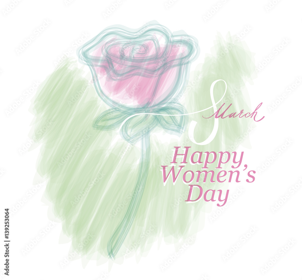 8 March Women's day greeting card calligraphy Vector illustration
