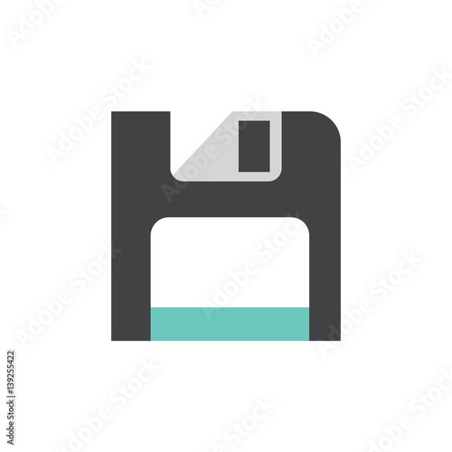 Vector floppy disk with blue stripe icon. Isolated on white