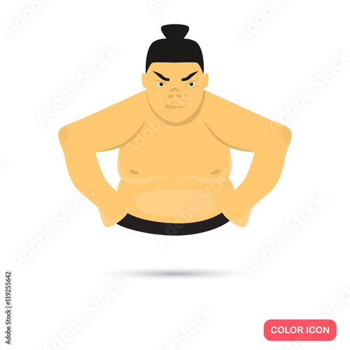 Sumo fighter color flat icon for web and mobile design