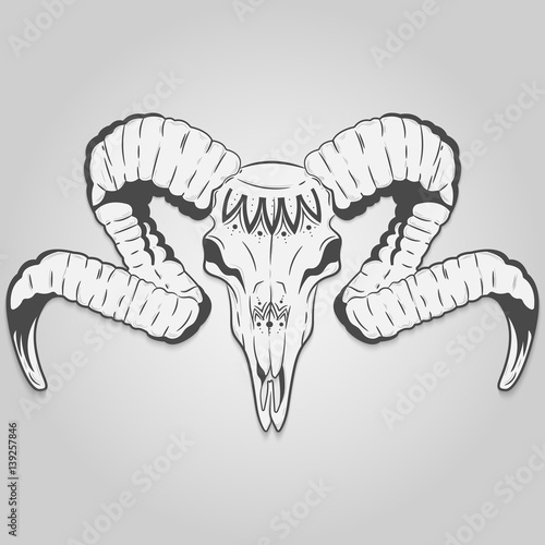 ram skull with a pattern. Vector print