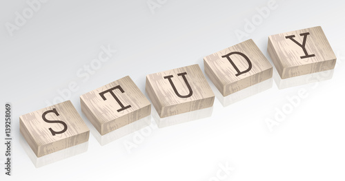 Word STUDY composed from alphabet blocks vector illustration