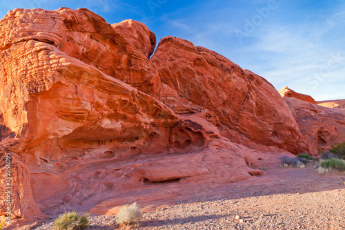 The unique red sandstone rock formations in Valley of Fire State park  Nevada  USA.