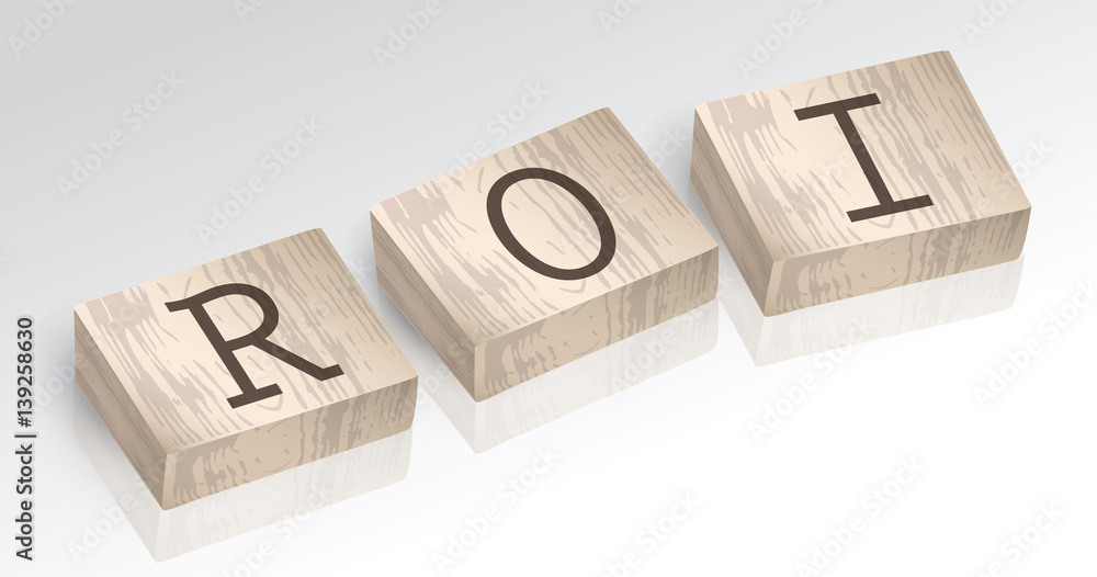 Obraz premium Word ROI composed from alphabet blocks vector illustration