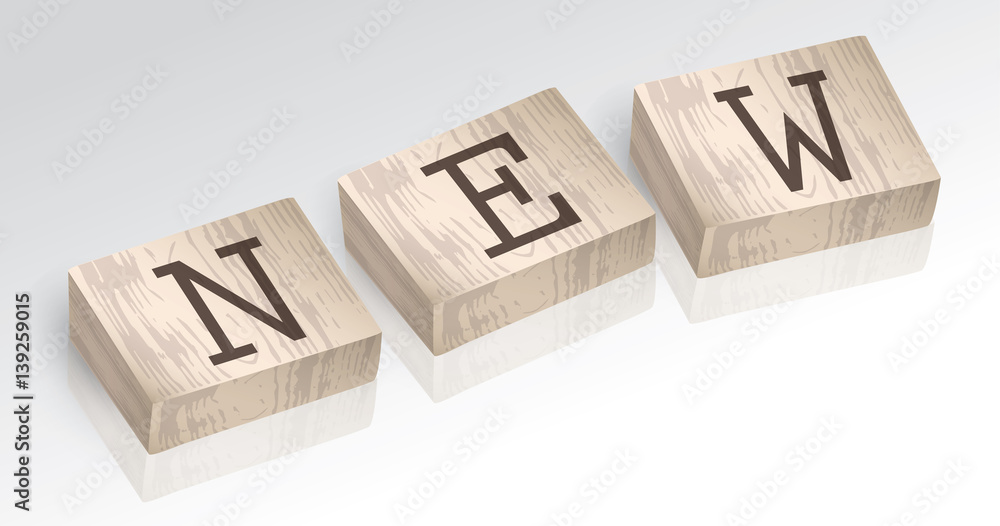 Word NEW composed from alphabet blocks vector illustration Word NEW composed from alphabet blocks vector illustration