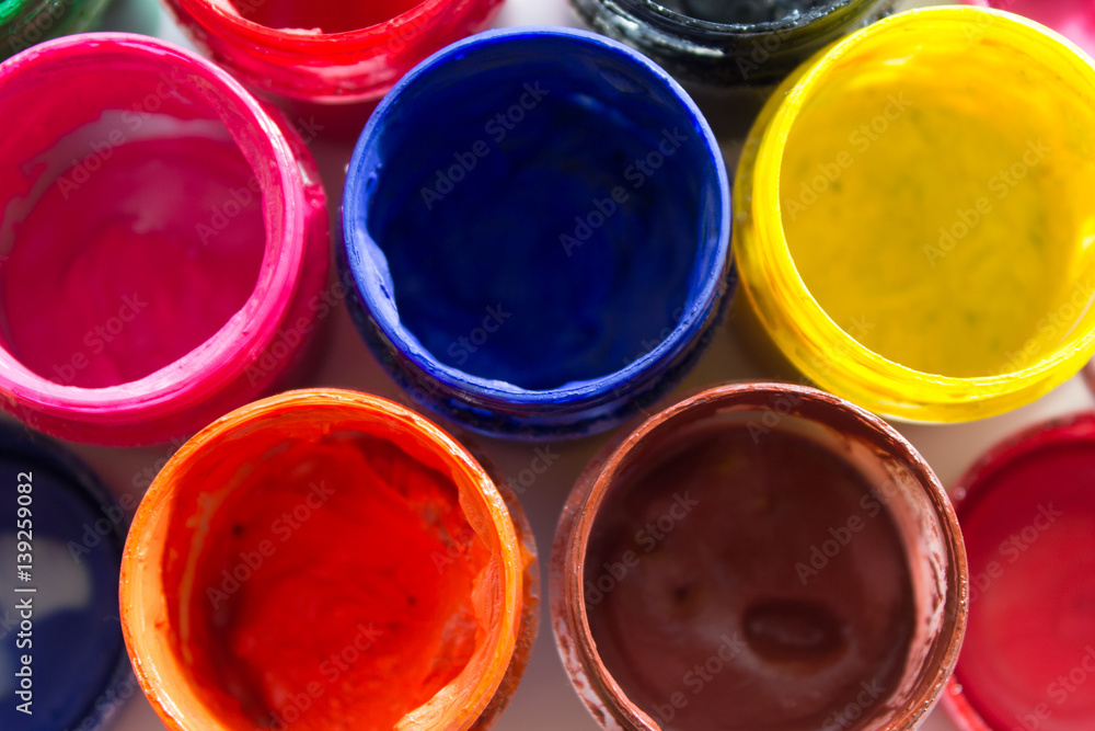 jars with gouache paint jars with gouache paint
