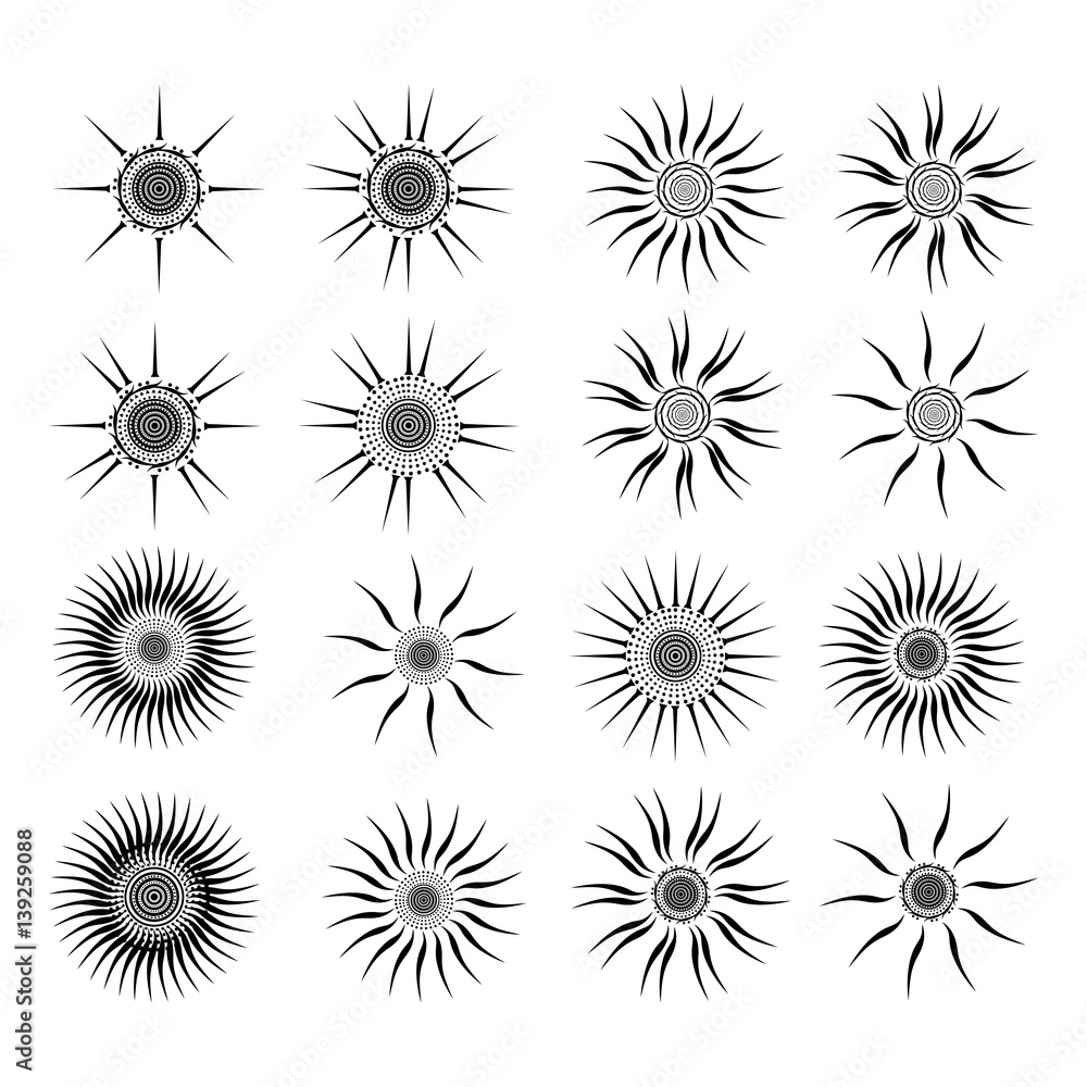 Black-sun vector icon Stock Vector | Adobe Stock