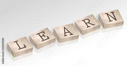 Word LEARN composed from alphabet blocks vector illustration
