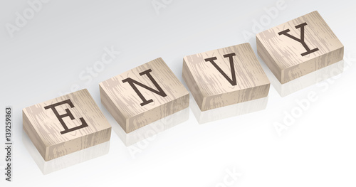 Word ENVY composed from alphabet blocks vector illustration