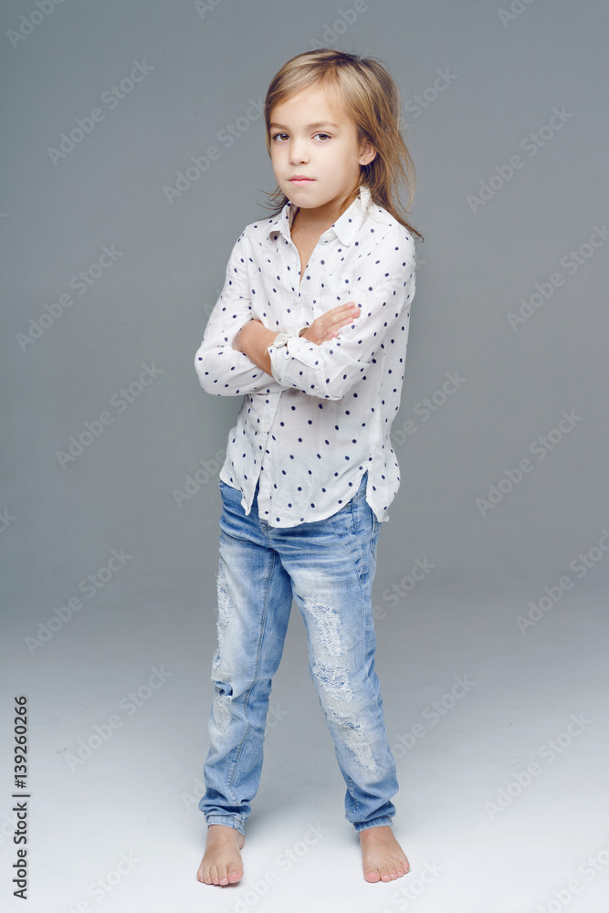 portrait of little girl in the studio portrait of little girl in the studio