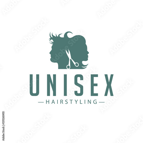 Unisex hairstyling symbol icon. Male and female symbols. EPS 10 vector.