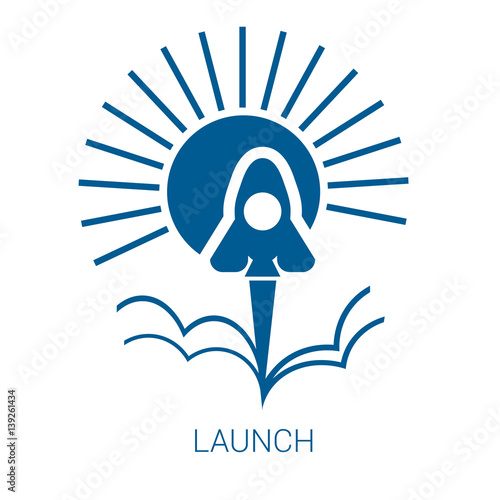 Launch vector blue flat icon