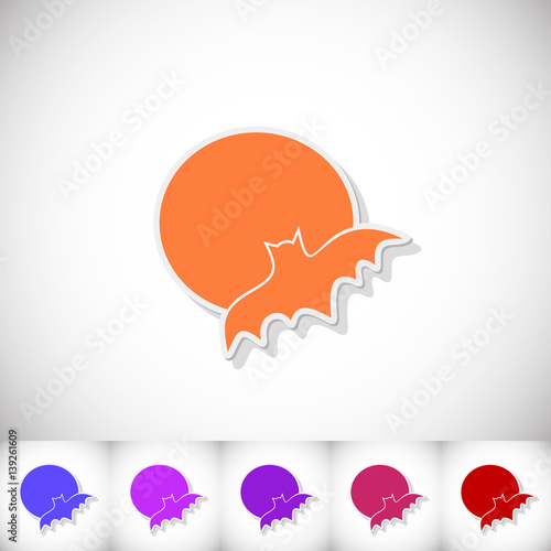 Bat. Flat sticker with shadow on white background