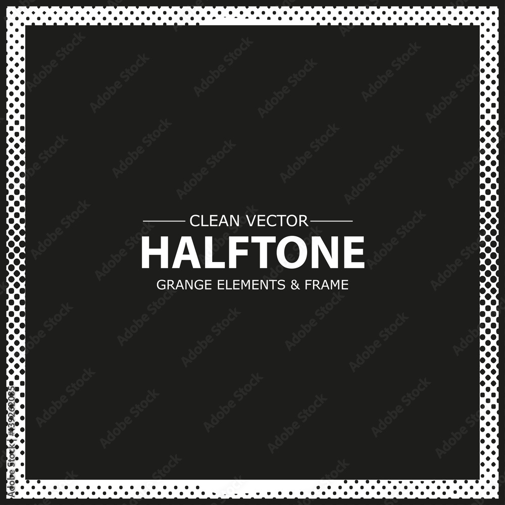 Abstract halftone dots frame. Vector grunge background.