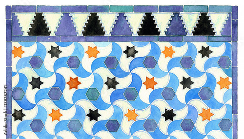 Mosaico de azulejos, acuarela