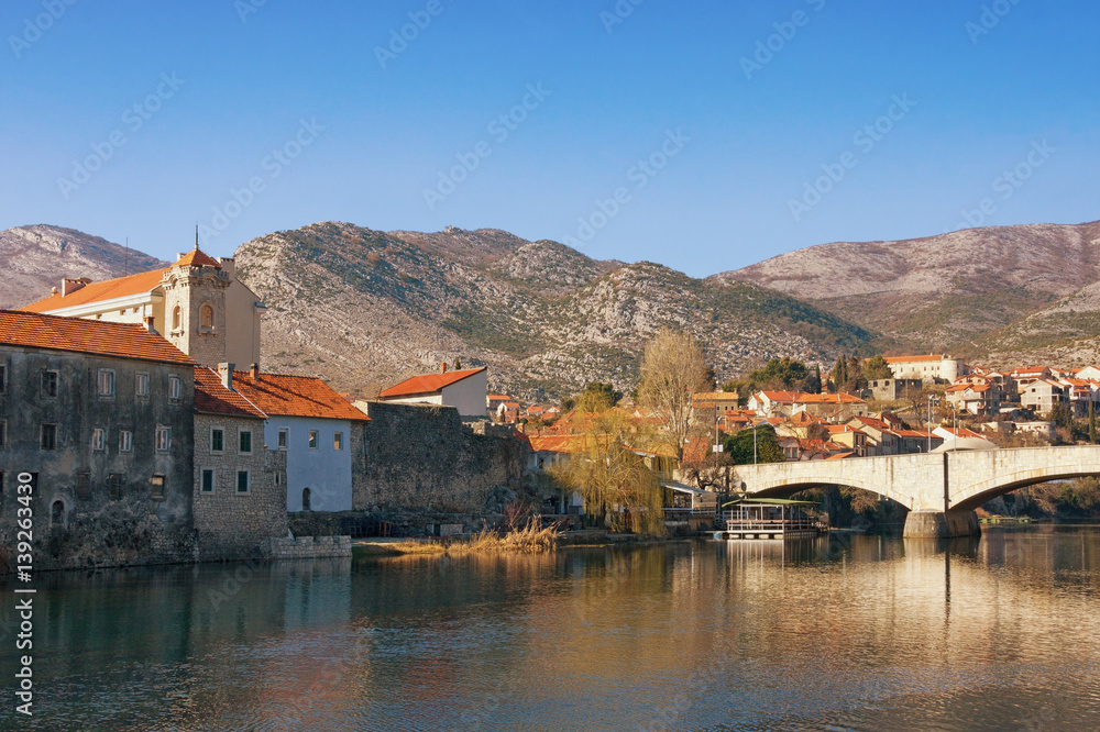 Trebisnjica river near Old Town of Trebinje city. Bosnia and Herzegovina
