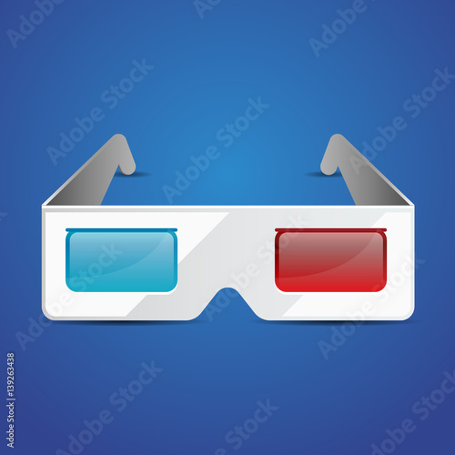 Flat anaglyph 3d glasses vector cinema icon. 3d glasses icon