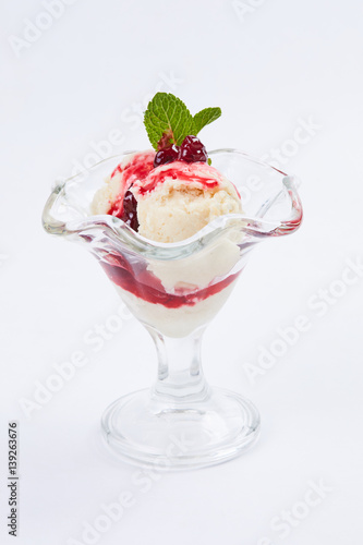 ice cream with berry jam