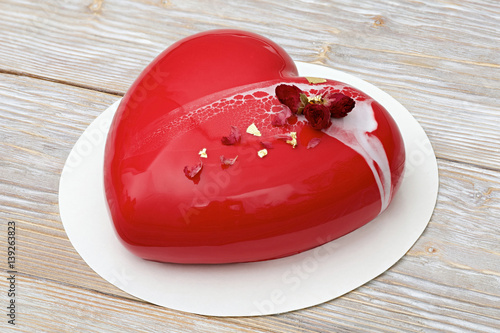 Red heart mousse cake