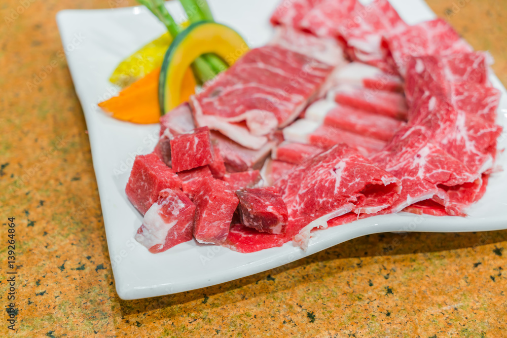 Uncooked raw fresh beef . Uncooked raw fresh beef .