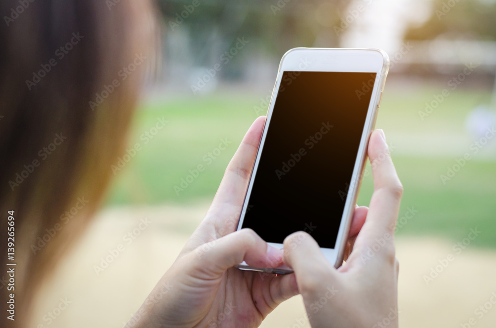 close up of girl using smart phone